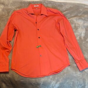Express Men's Vibrant Orange Coral Casual Shirt